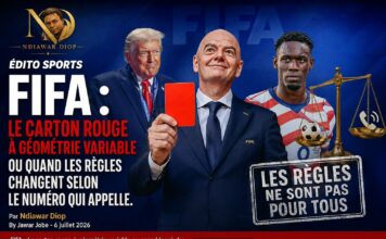 FIFA : Le carton rouge à géométrie variable ou quand les règles changent selon le numéro qui appelle. Par Ndiawar Diop