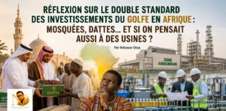 Réflexion sur le double standard des investissements du Golfe en Afrique: Mosquées, dattes… et si on pensait aussi à des usines ? Par Ndiawar Diop Réflexion sur le double standard des investissements du Golfe en Afrique: Mosquées, dattes… et si on pensait aussi à des usines ? Par Ndiawar Diop