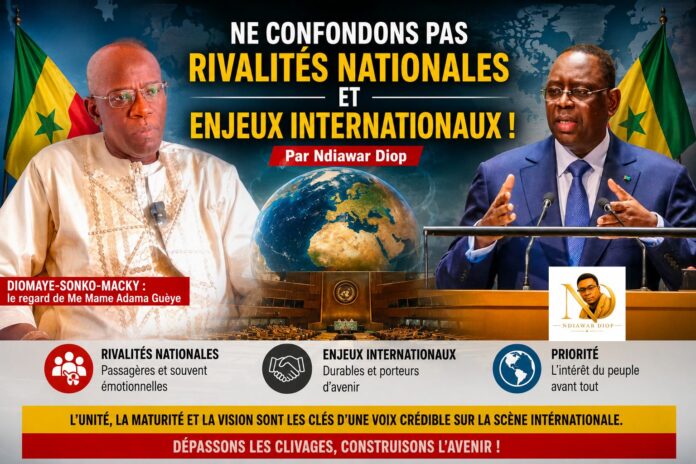 Ne confondons pas rivalités nationales et enjeux internationaux ! Ndiawar Diop Ne confondons pas rivalités nationales et enjeux internationaux ! Ndiawar Diop