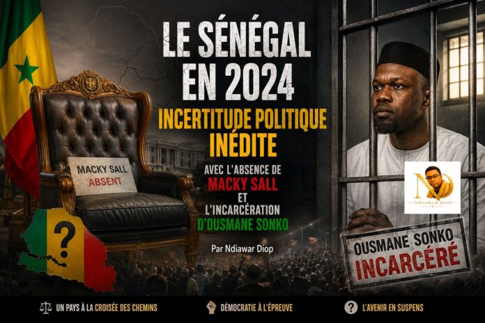 Le Sénégal en 2024 : Incertitude Politique Inédite avec l'Absence de Macky Sall et l'Incarcération d'Ousmane Sonko" Par Ndiawar Diop Le Sénégal en 2024 : Incertitude Politique Inédite avec l'Absence de Macky Sall et l'Incarcération d'Ousmane Sonko" Par Ndiawar Diop