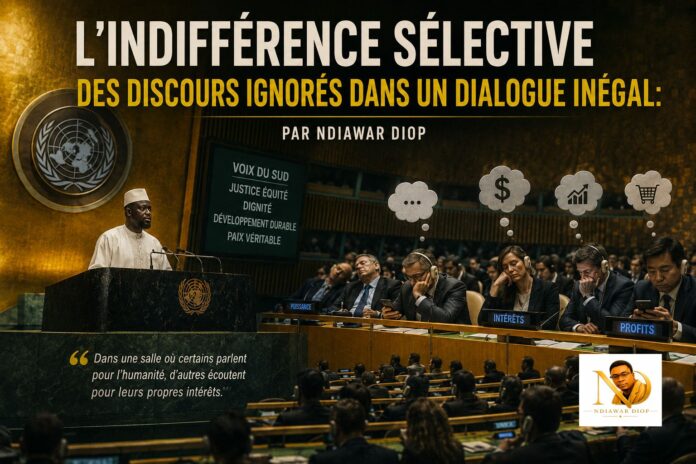 L'Indifférence sélective des discours ignorés dans un dialogue Inégal: Le Silence Après les Discours des 5 Géants à l'Assemblée générale des Nations unies. Par Ndiawar Diop L'Indifférence sélective des discours ignorés dans un dialogue Inégal: Le Silence Après les Discours des 5 Géants à l'Assemblée générale des Nations unies. Par Ndiawar Diop