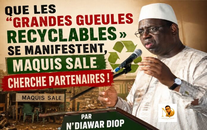 Que Les “Grandes Gueules Recyclables" se Manifestent, Maquis Sale Cherche Partenaires ! Par Ndiawar Diop. Que Les “Grandes Gueules Recyclables" se Manifestent, Maquis Sale Cherche Partenaires ! Par Ndiawar Diop.