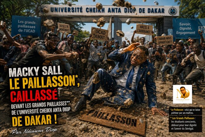 Macky Sall le Paillasson*, caillassé devant les grands paillasses** de l’Université Cheikh Anta Diop de Dakar ! Par Ndiawar Diop Macky Sall le Paillasson*, caillassé devant les grands paillasses** de l’Université Cheikh Anta Diop de Dakar ! Par Ndiawar Diop
