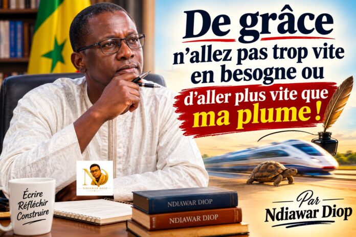 De grâce n'allez pas trop vite en besogne ou d'aller plus vite que ma plume ! Par Ndiawar Diop De grâce n'allez pas trop vite en besogne ou d'aller plus vite que ma plume ! Par Ndiawar Diop