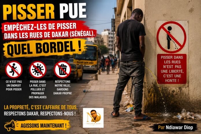Pisser Pue: Empêchez-les de pisser dans les rues de Dakar (Sénégal). Quel bordel ! Par Ndiawar Diop Pisser Pue: Empêchez-les de pisser dans les rues de Dakar (Sénégal). Quel bordel ! Par Ndiawar Diop