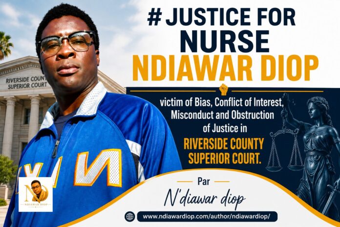 JUSTICE FOR NURSE NDIAWAR DIOP victim of Bias, Conflict of Interest, Misconduct and Obstruction of Justice in Riverside County Superior Court. JUSTICE FOR NURSE NDIAWAR DIOP victim of Bias, Conflict of Interest, Misconduct and Obstruction of Justice in Riverside County Superior Court.