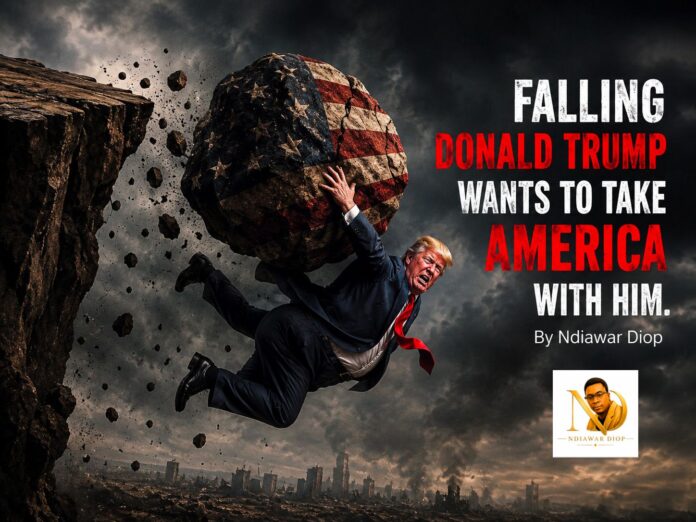 Falling Donald Trump wants to take America with him. By Ndiawar Diop Falling Donald Trump wants to take America with him. By Ndiawar Diop