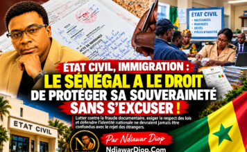 ÉTAT CIVIL, IMMIGRATION : LE SÉNÉGAL A LE DROIT DE PROTÉGER SA SOUVERAINETÉ SANS S’EXCUSER ! Par Ndiawar Diop ÉTAT CIVIL, IMMIGRATION : LE SÉNÉGAL A LE DROIT DE PROTÉGER SA SOUVERAINETÉ SANS S’EXCUSER ! Par Ndiawar Diop