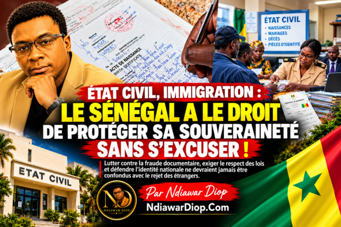 Senegal Civil Registry and Sovereignty Debate ÉTAT CIVIL, IMMIGRATION : LE SÉNÉGAL A LE DROIT DE PROTÉGER SA SOUVERAINETÉ SANS S’EXCUSER ! Par Ndiawar Diop
